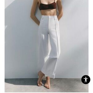 Zara White Cropped Women's Pants